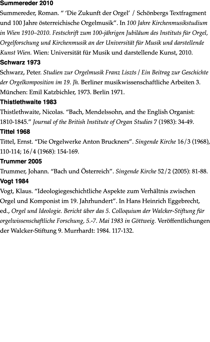 Summereder 2010 Summereder, Roman     Die Zukunft der Orgel    Schönbergs Textfragment und 100 Jahre österreichische    