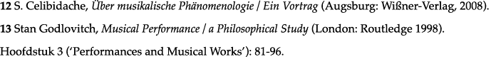 12 S  Celibidache, Über musikalische Phänomenologie   Ein Vortrag (Augsburg: Wißner-Verlag, 2008)  13 Stan Godlovitch   
