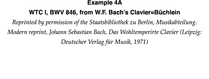 Example 4A WTC I, BWV 846, from W F  Bach s Clavier Büchlein Reprinted by permission of the Staatsbibliothek zu Berli   