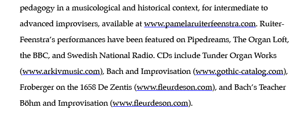 pedagogy in a musicological and historical context, for intermediate to advanced improvisers, available at www pamela   