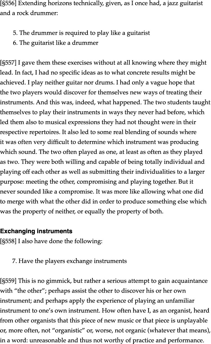   556  Extending horizons technically, given, as I once had, a jazz guitarist and a rock drummer: 5  The drummer is r   