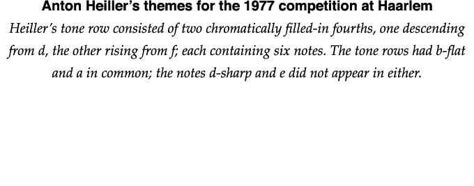 Anton Heiller s themes for the 1977 competition at Haarlem Heiller s tone row consisted of two chromatically filled-i   