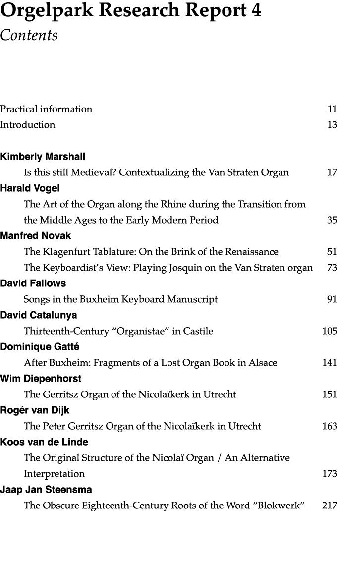 Orgelpark Research Report 4 Contents Practical information     11 Introduction     13 Kimberly Marshall Is this still   