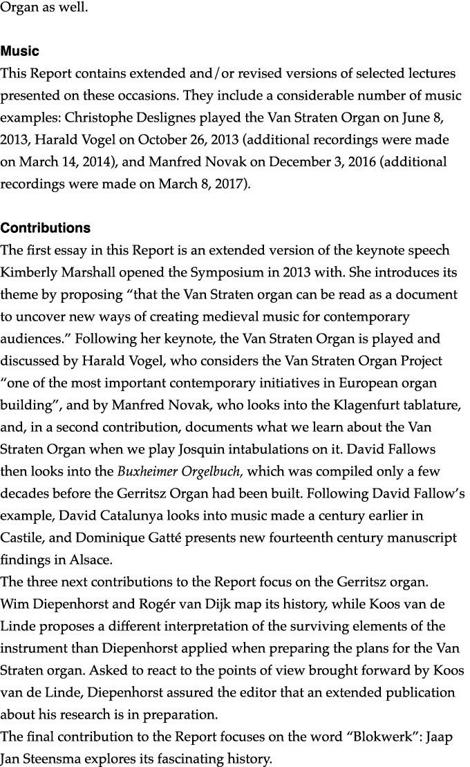 Organ as well   Music This Report contains extended and or revised versions of selected lectures presented on these o   