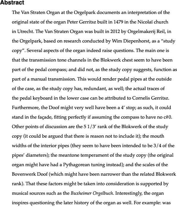 Abstract The Van Straten Organ at the Orgelpark documents an interpretation of the original state of the organ Peter    