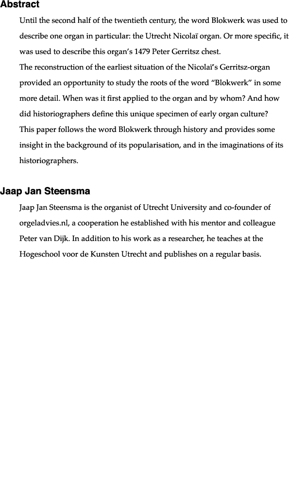 Abstract Until the second half of the twentieth century, the word Blokwerk was used to describe one organ in particul   