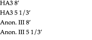 HA3 8  HA3 5 1 3  Anon  III 8  Anon  III 5 1 3 