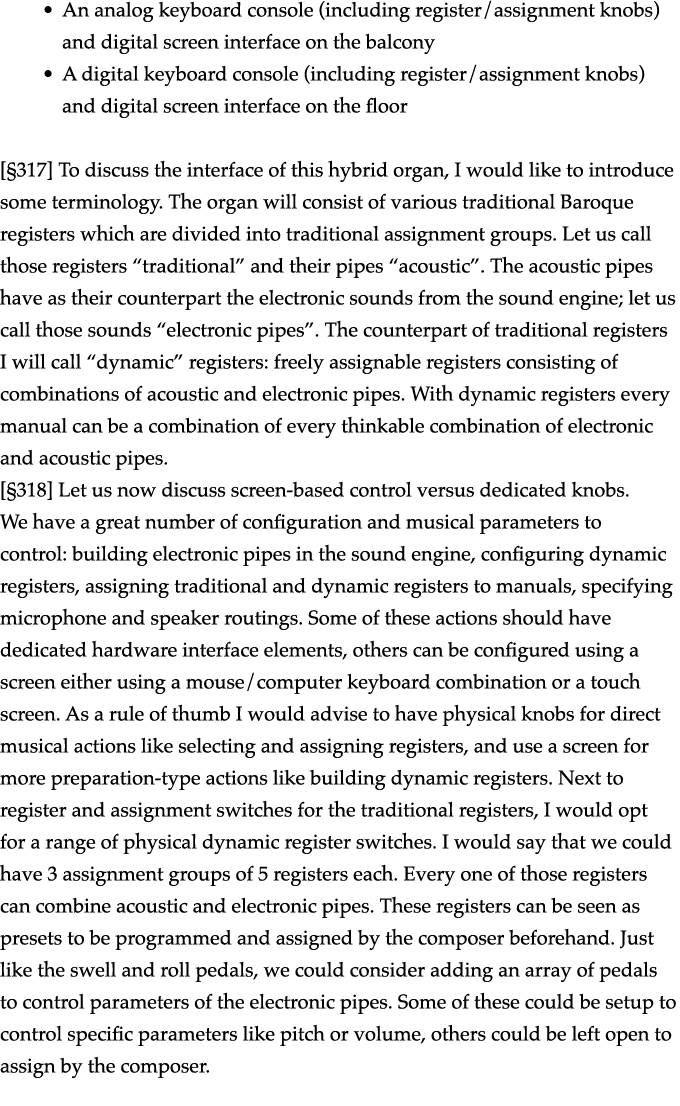   An analog keyboard console (including register assignment knobs) and digital screen interface on the balcony   A di   