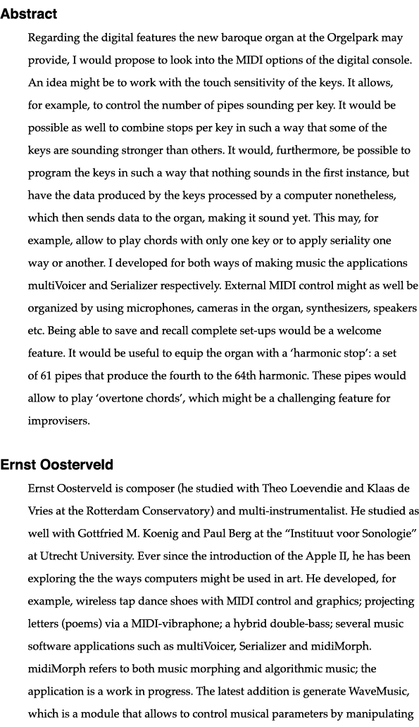 Abstract Regarding the digital features the new baroque organ at the Orgelpark may provide, I would propose to look i   