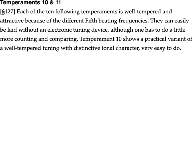 Temperaments 10 & 11   127  Each of the ten following temperaments is well-tempered and attractive because of the dif   