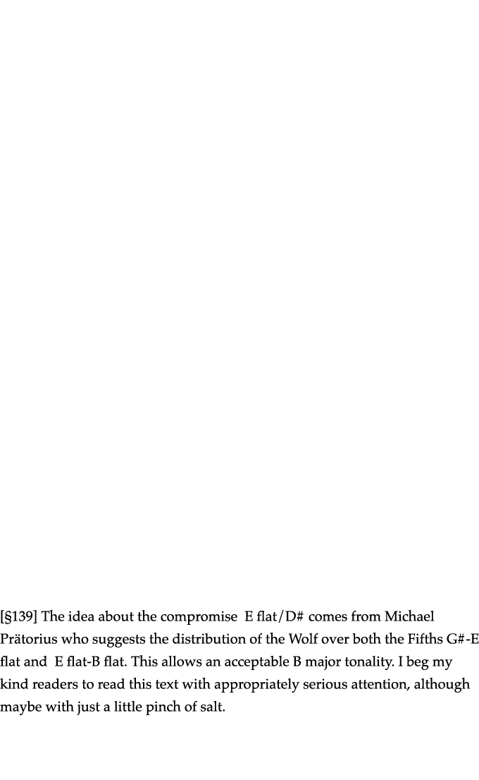               139  The idea about the compromise E flat D# comes from Michael Prätorius who suggests the distribution   