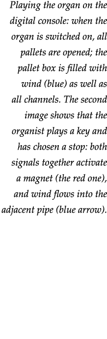 Playing the organ on the digital console: when the organ is switched on, all pallets are opened; the pallet box is fi   