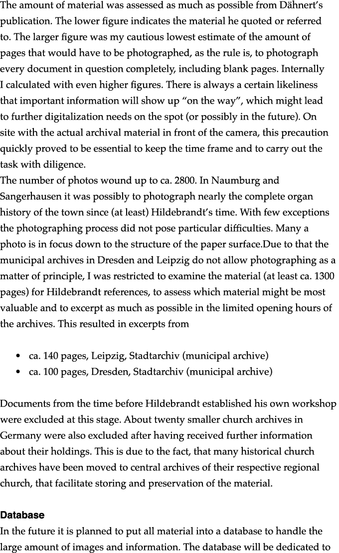 The amount of material was assessed as much as possible from Dähnert s publication  The lower figure indicates the ma   
