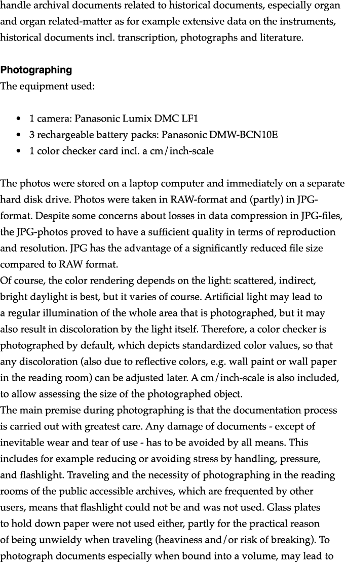 handle archival documents related to historical documents, especially organ and organ related-matter as for example e   