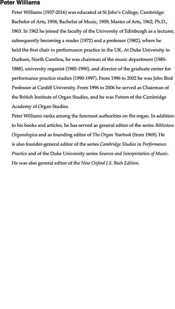 Peter Williams Peter Williams (1937-2016) was educated at St John s College, Cambridge: Bachelor of Arts, 1958; Bache   