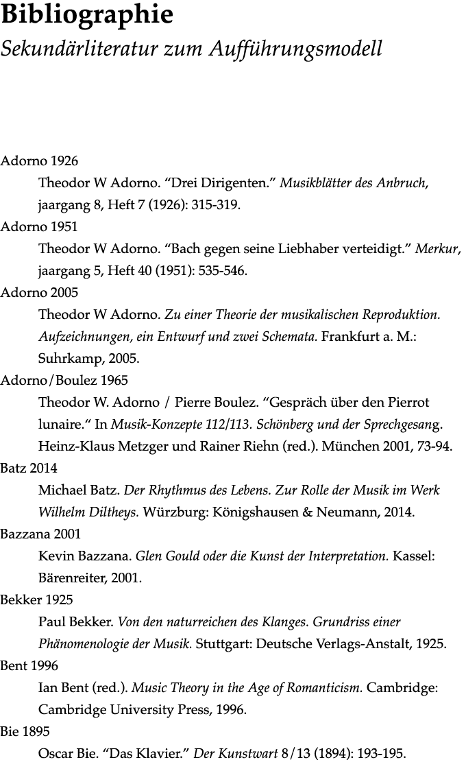  Bibliographie  Sekundärliteratur zum Aufführungsmodell Adorno 1926 Theodor W Adorno   Drei Dirigenten   Musikblätter   