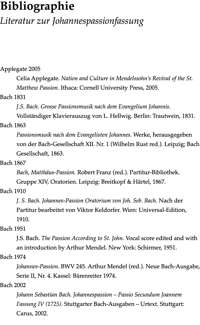  Bibliographie  Literatur zur Johannespassionfassung Applegate 2005 Celia Applegate  Nation and Culture in Mendelssoh   