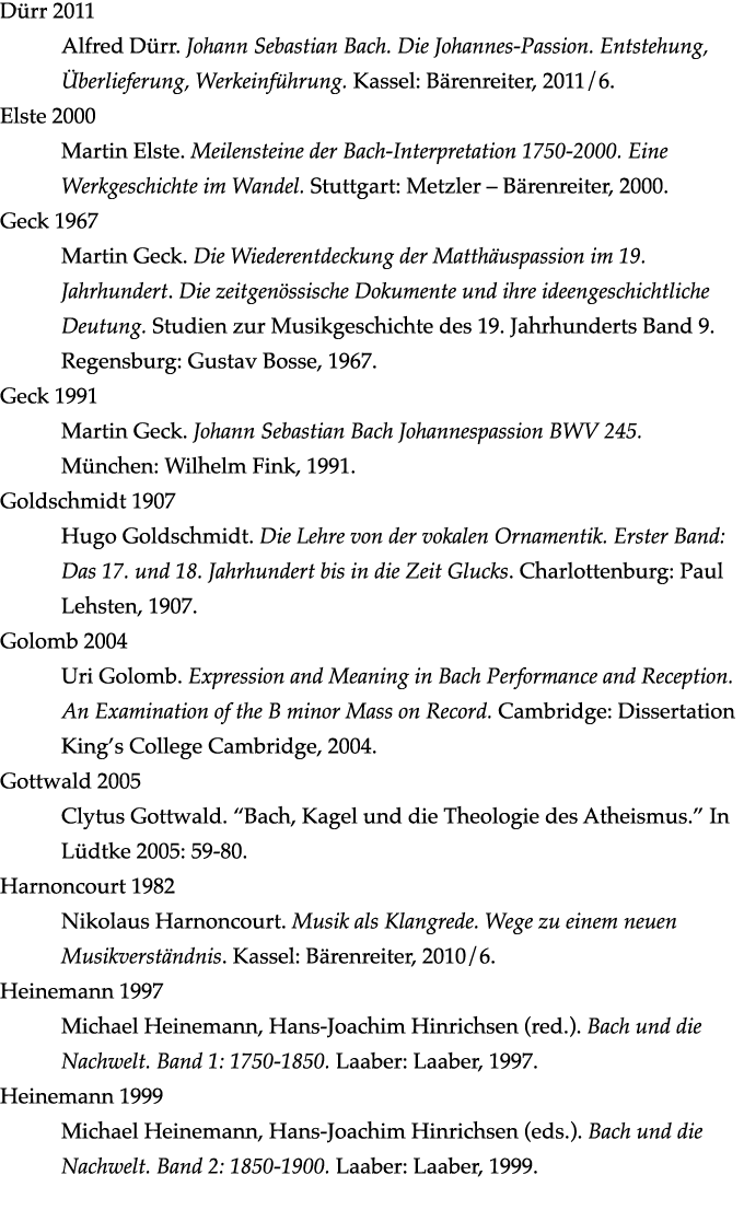 Dürr 2011 Alfred Dürr  Johann Sebastian Bach  Die Johannes-Passion  Entstehung, Überlieferung, Werkeinführung  Kassel   
