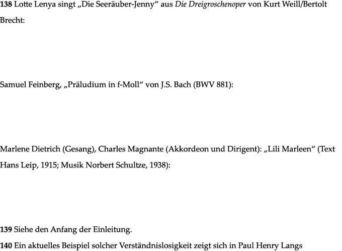 138 Lotte Lenya singt  Die Seeräuber-Jenny  aus Die Dreigroschenoper von Kurt Weill Bertolt Brecht:  Samuel Feinberg,   