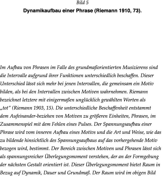 Bild 5 Dynamikaufbau einer Phrase (Riemann 1910, 73)     Im Aufbau von Phrasen im Falle des grundmaßorientierten Musi   
