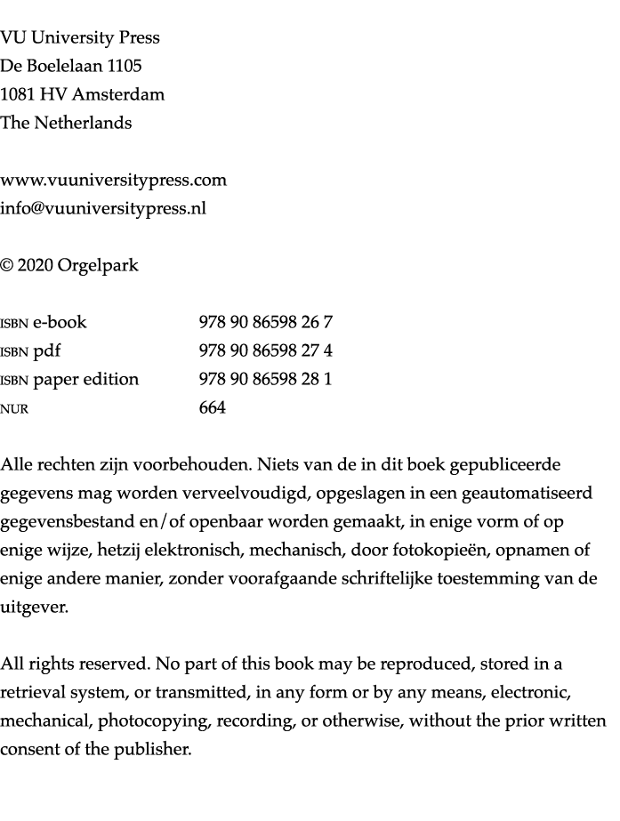  VU University Press De Boelelaan 1105 1081 HV Amsterdam The Netherlands www vuuniversitypress com info vuuniversityp   