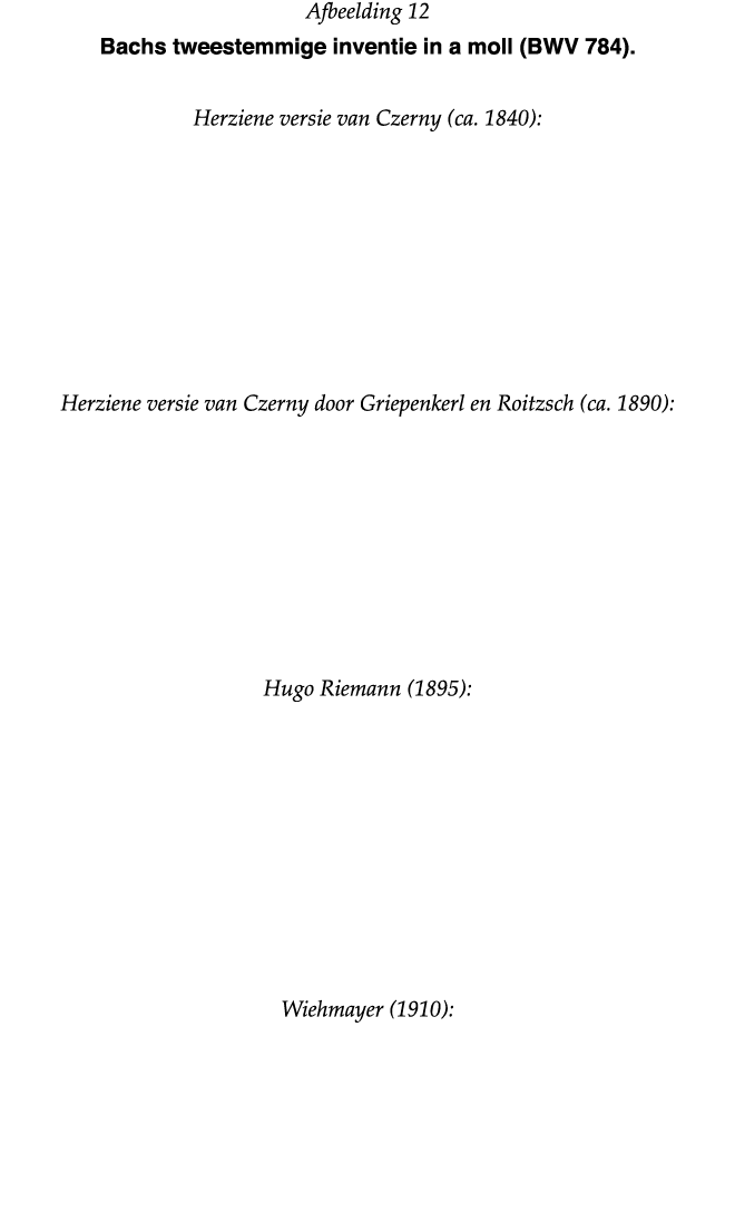 Afbeelding 12 Bachs tweestemmige inventie in a moll (BWV 784)  Herziene versie van Czerny (ca  1840):    Herziene ver   