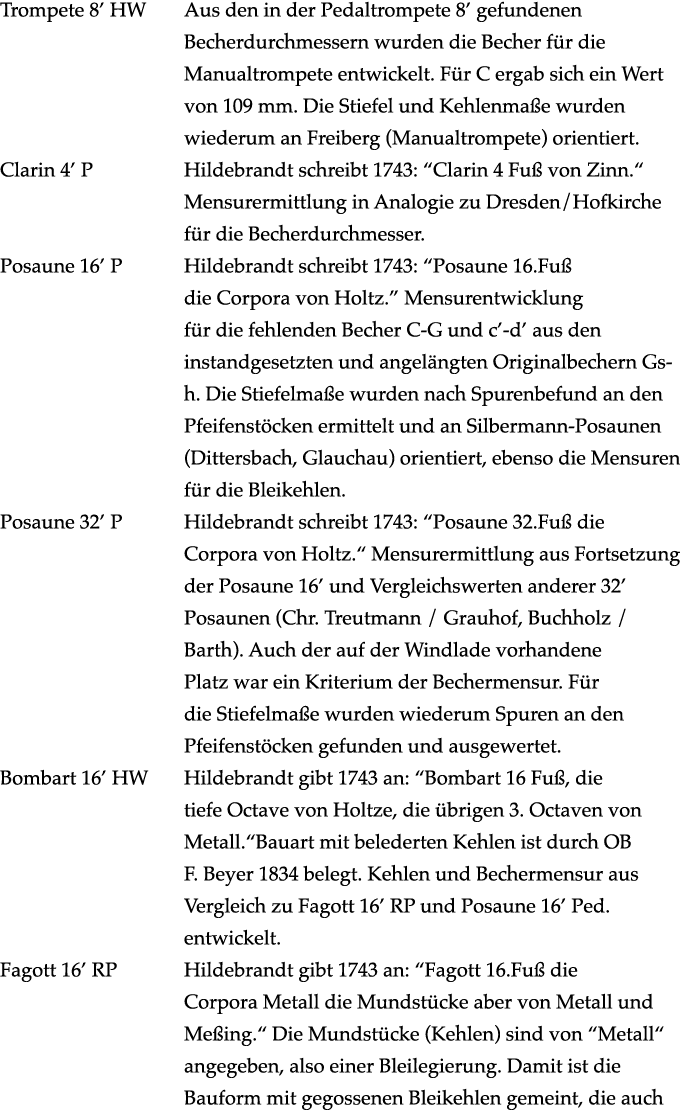 Trompete 8’ HW Aus den in der Pedaltrompete 8’ gefundenen Becherdurchmessern wurden die Becher f r die Manualtrompete...